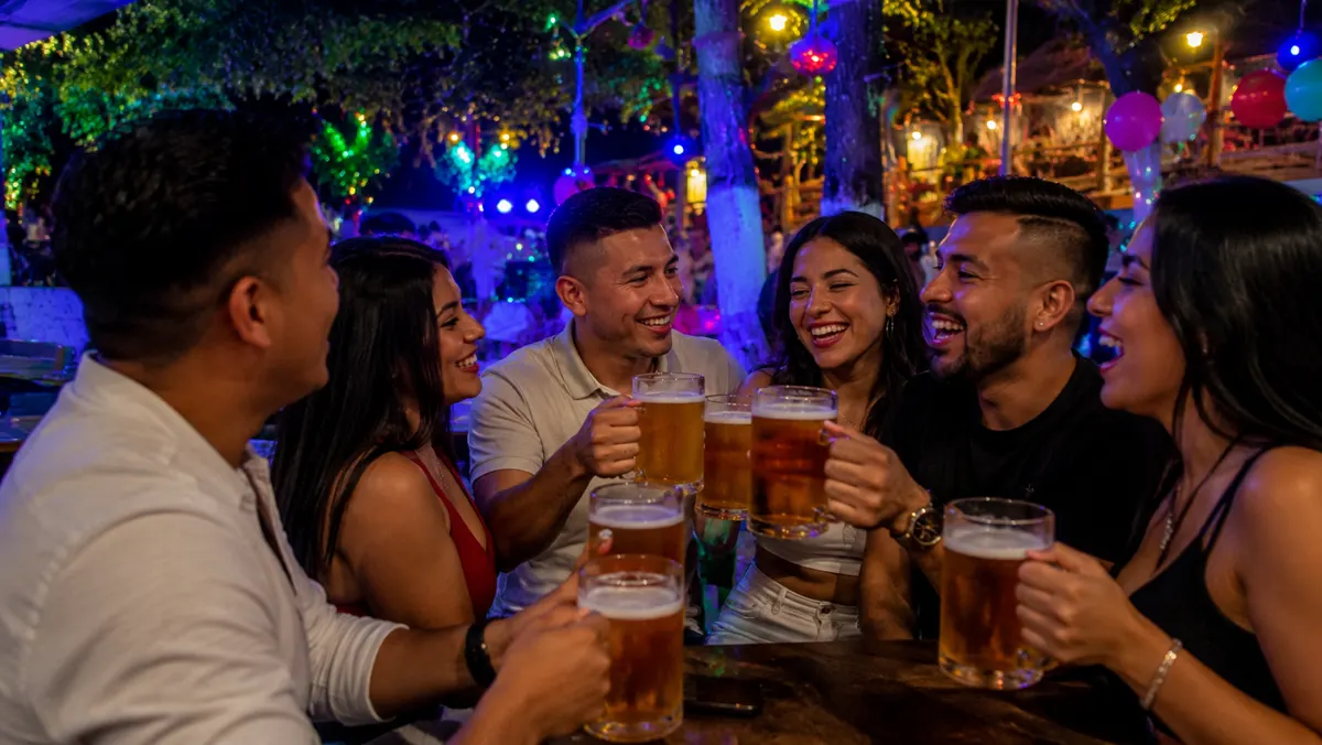 Amigos brindando con cerveza